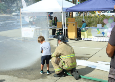 fire station 63 open house boy releasing water from hose WCCFSC 20250118