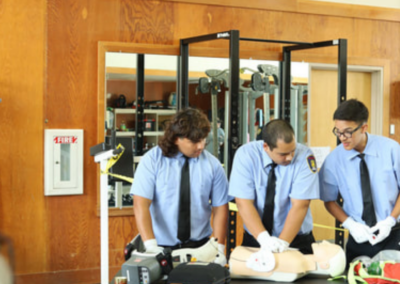 fire station 63 open house three fire cadets with anatomical model WCCFSC 20250118